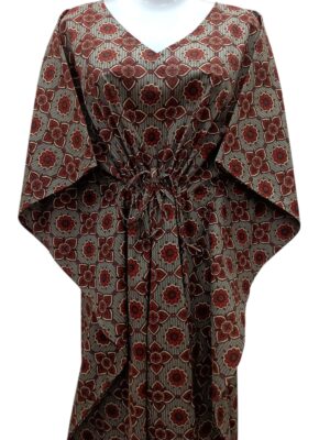 Reddish-Brown Windowpane Kaftan